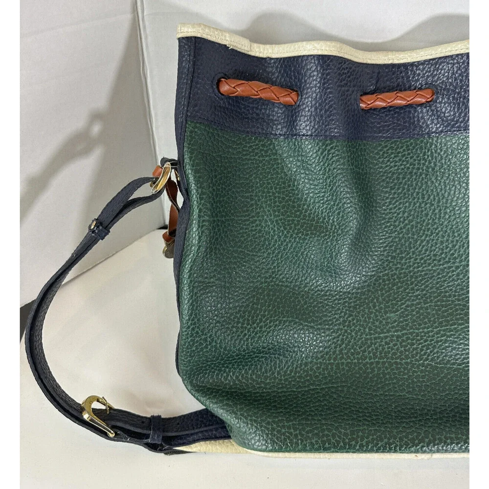Vtg Dooney & Bourke Teton Tri-Color Drawstring Bucket Bag All Weather Leather - Picture 8 of 15